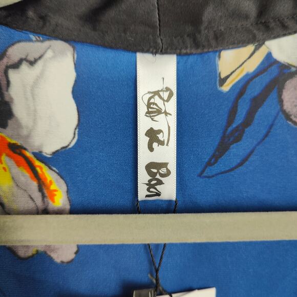 Rat and Boa Silk Blend Wrap Dress Womens Medium Blue White Floral Satin Glam NWT - Picture 5 of 10